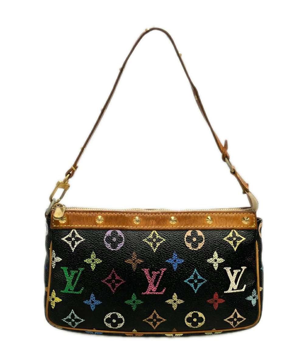 Louis Vuitton Pouch Pochette Accessoires Multicolor Leather Black Brown